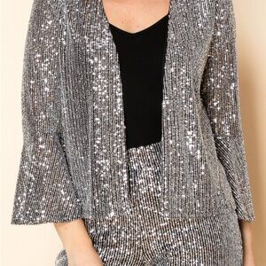 NWOT stunning Vocal Silver Sequin Jacket size large